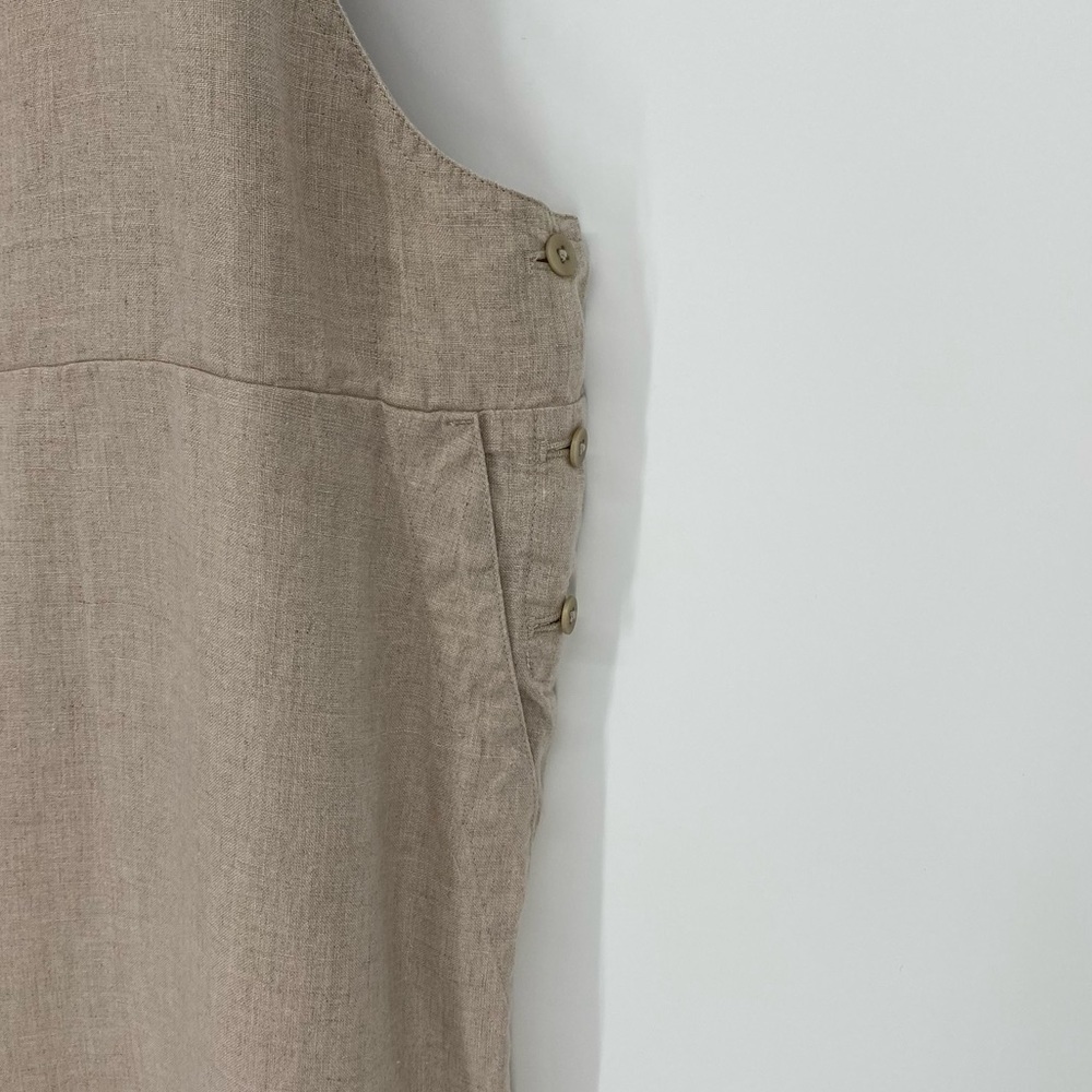 Eileen Fisher Cropped Organic Linen Overalls Size XL - Picture 4 of 9